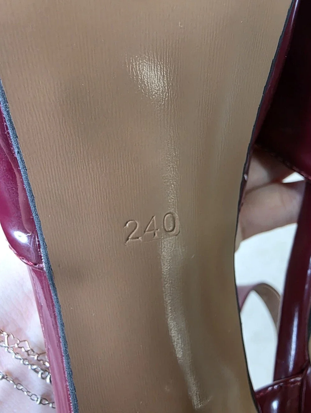 LIURUIJIA Burgundy Patent Platform Pumps Ankle Strap Heels 38 US 7.5